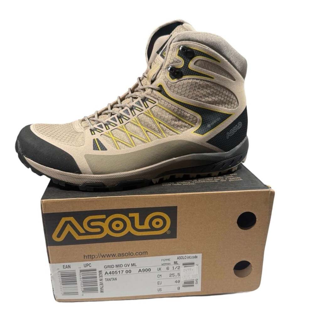 Asolo Grid Mid GV ML Size 8 Tan Hiking Boots
